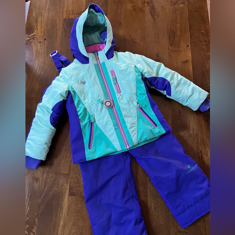 Obermeyer I Grow Mint Green and Purple Ski Coat and Bibs Size 5